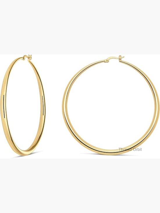 Jewelry - 14K Gold Plated Hoop Earrings for Women Graduated Curvature Latch Back